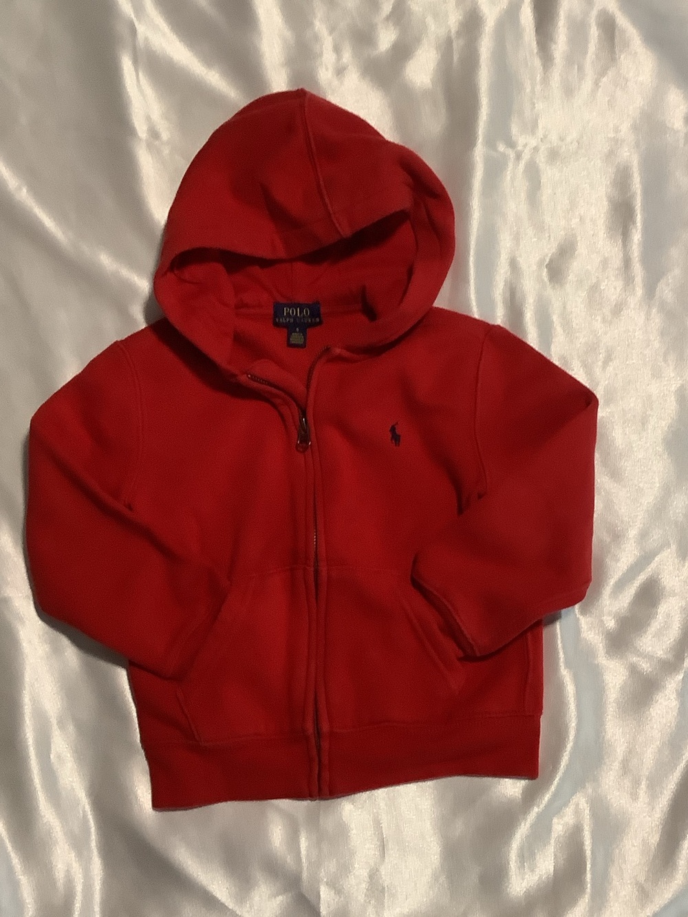 Polo by Ralph Lauren Bright Red Kids Zip Hoodie with Embroidered Pony